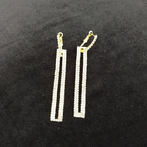 Gold 2 in 1 Square Geometric Earrings - Picture 4 of 7